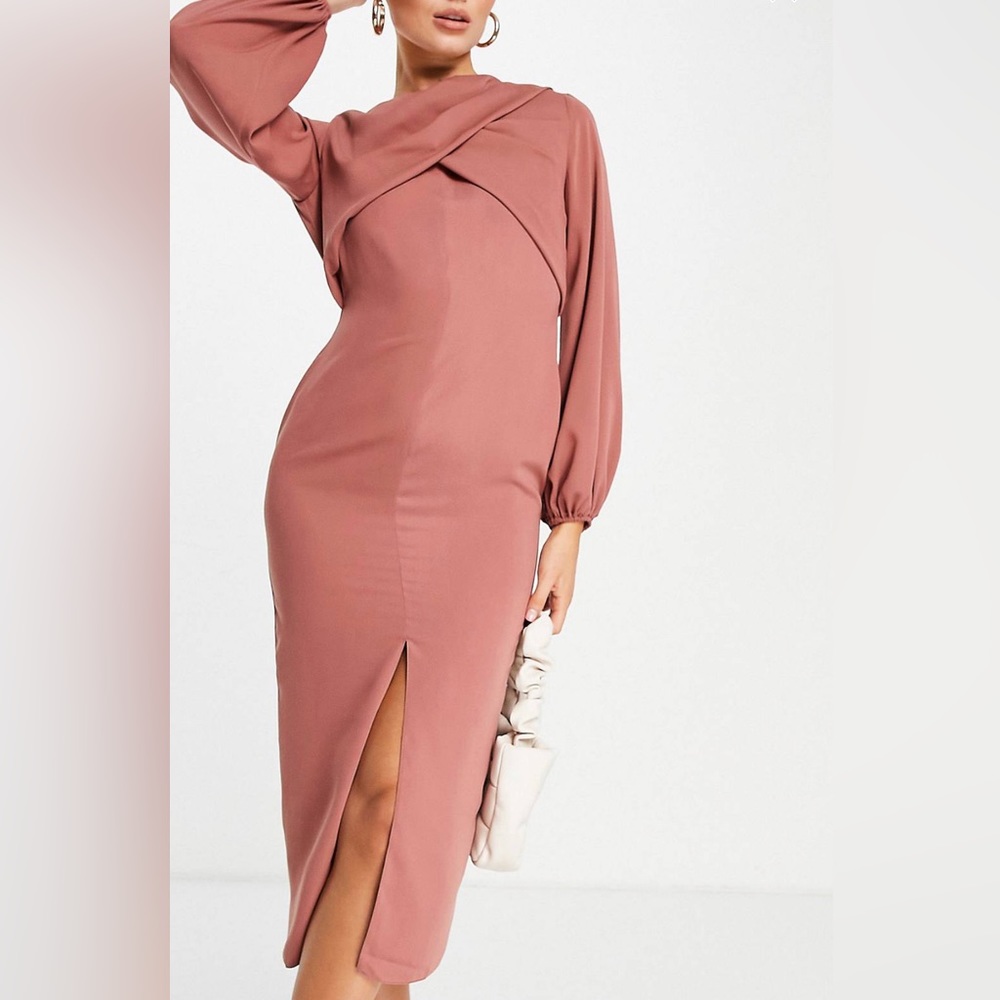 ASOS DESIGN Rust Color Wrap Front Dress